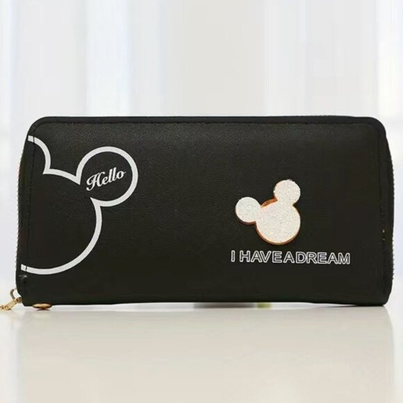 Minnie Mickey Mouse Wristlet Clutch Convertible Long Wallet White Black - Picture 12 of 15